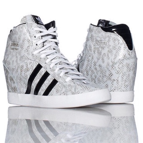 Adidas White Basket Profi Heel Wedge 